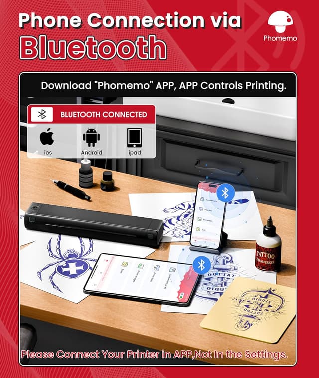 Thumbnail 2 de Phomemo M08F Stampante Per Tatuaggi 1200 mAh
