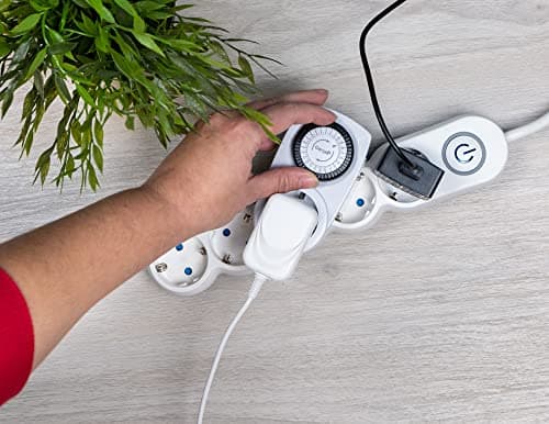 Detalle de Garza mini temporizador analógico para interiores (juego de 2) con programación diaria de 24 h