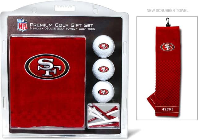 Detalle 2 de Team Golf NFL San Francisco 49ers Gift Set with Embroidered Towel, 3 Golf Balls & 14 Regulation Tees (2-3/4")