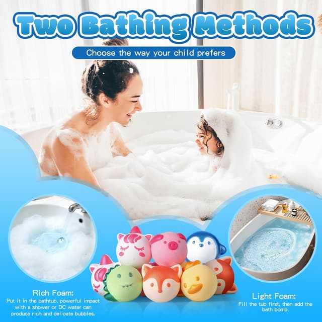 Detalle 2 de Aofmee Kids Bath Bombs (12 pcs) with Animal Shapes & Natural Fruit Scents