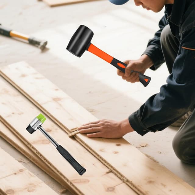 Thumbnail 6 de 2Pcs Rubber Mallet Hammer Set (16oz) with 40mm Double-Faced Soft Mallet Heads for Flooring, Bricklaying & Tiling