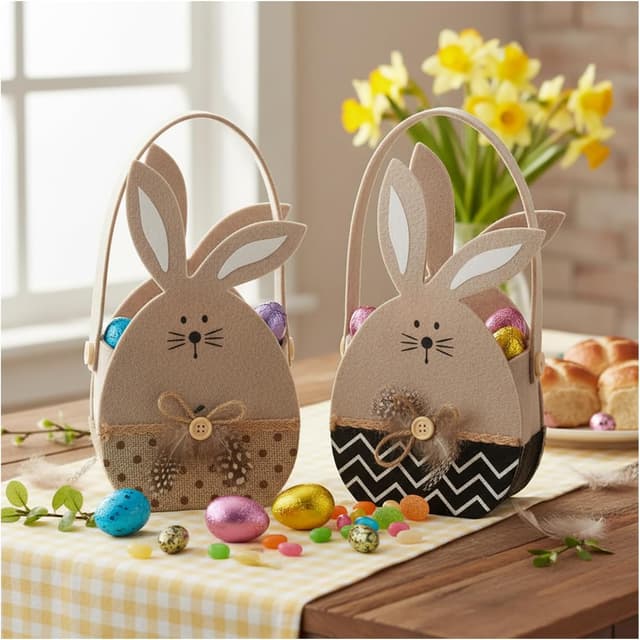 Imagen de COM-FOUR® 2x Panier en feutre 22,5 cm 🐰 en OfertitasTOP