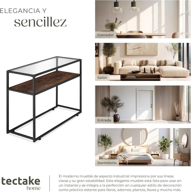 Thumbnail 6 de tectake Mueble recibidor industrial 100x41x80,5 cm