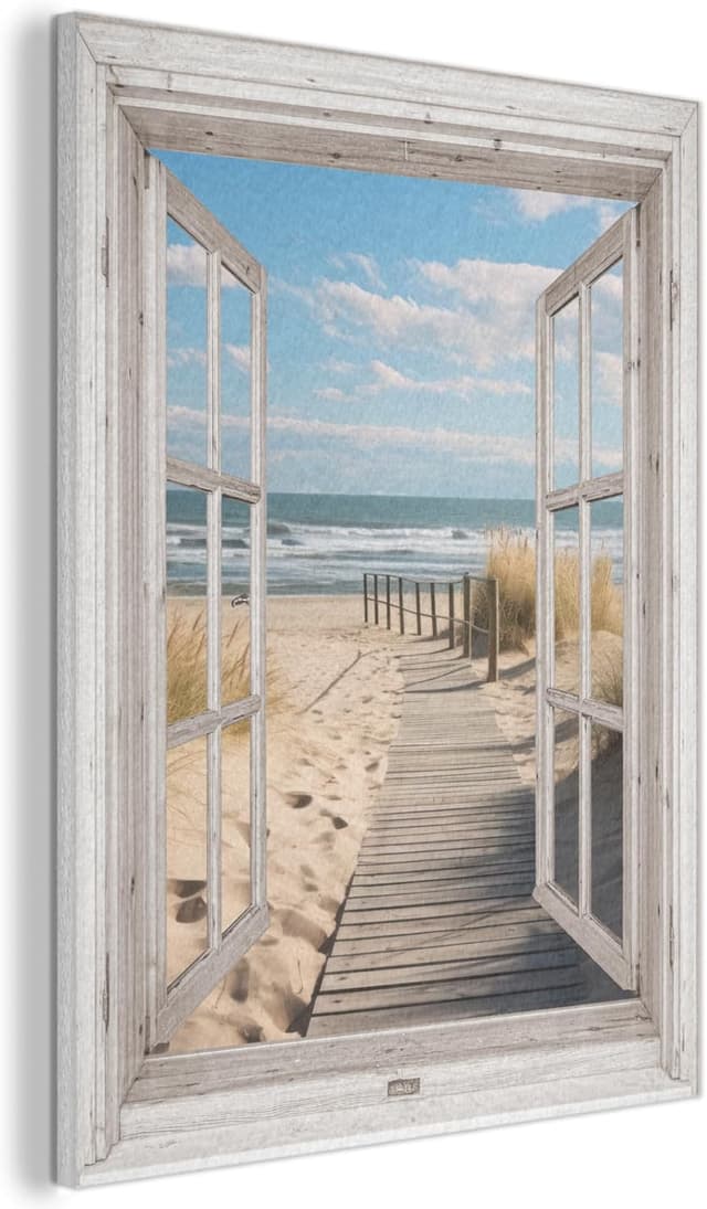 Detalle de MuchoWow décoration murale en feutre 50x70 cm (Océan / Côte) — panneau mural décoratif et acoustique