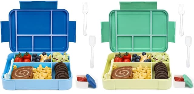 Thumbnail 6 de Bugucat Kinder-Brotdose mit 6 Fächern (1330 ml) – auslaufsicheres Bento inkl. Besteckset, blau