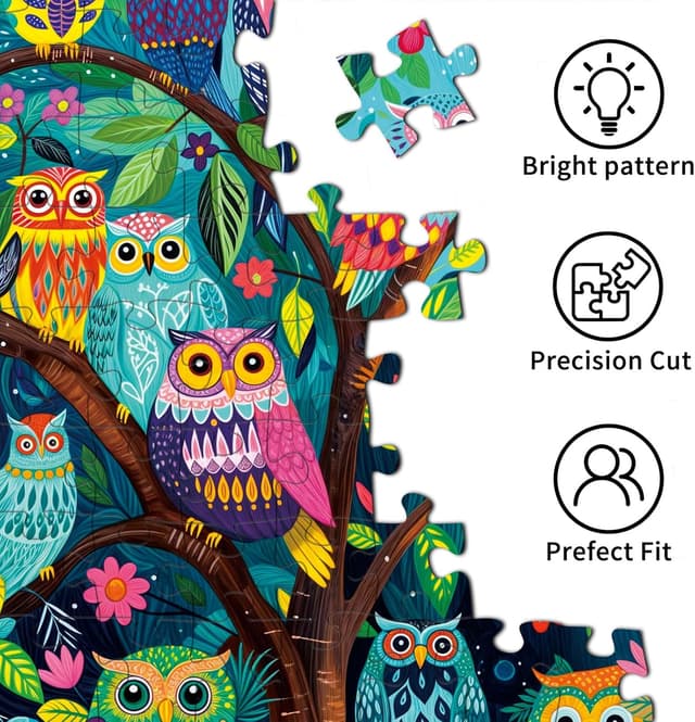Detalle 2 de 1000-Teile Puzzle „Nacht der Eulen“ für Erwachsene & Familie (70 x 50 cm)