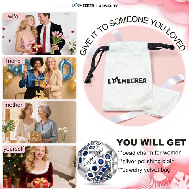 Thumbnail 6 de LMLMECREA Geburtsstein Charms 925 Silber