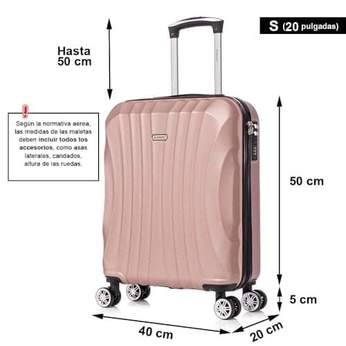 Detalle de RAYKONG Maleta de cabina ABS 55x40x20 cm (20 pulgadas) RosaDorada, 40 L