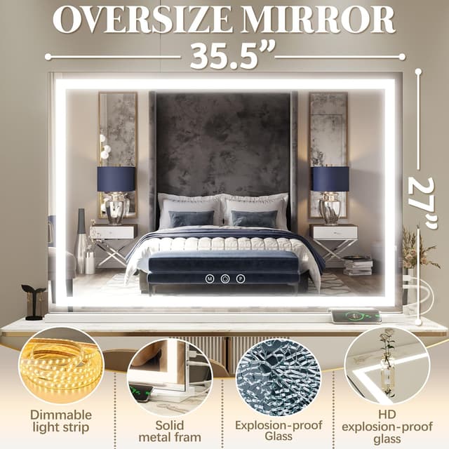 Thumbnail 4 de FENNIO Large Vanity Mirror 35.5 x 27