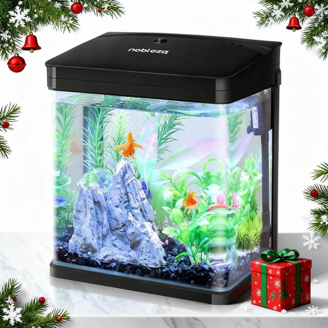 Detalle de Nobleza Nano acquario in vetro per acqua tropicale da 7 litri con filtro incluso, nero