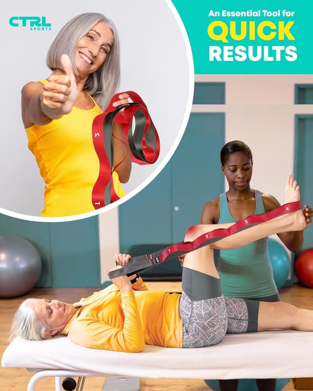 Thumbnail 6 de Stretching Strap with Loops (Non-Elastic) for Yoga, Physical Therapy & Flexibility