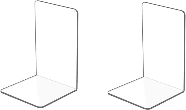 Detalle de Clear Acrylic Bookends (2 Pack) – L-Shape Plastic Bookracks for Shelves, Desk & Home