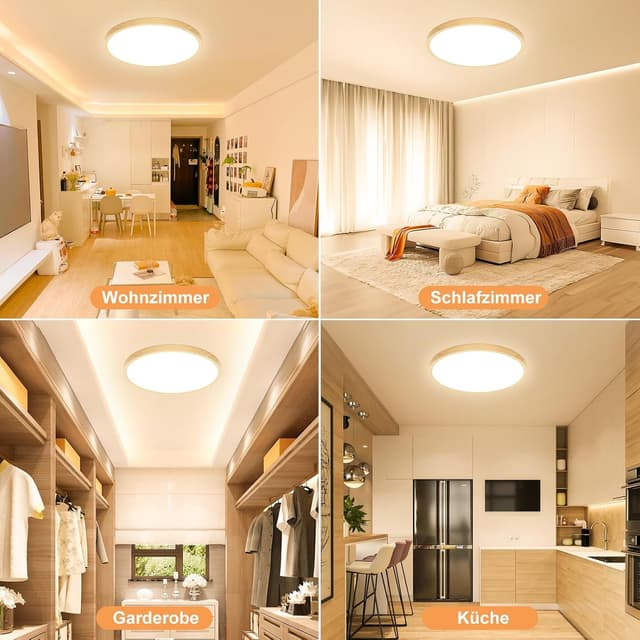 Detalle 2 de LED Deckenlampe Holzoptik 30 cm Ø, 24 W