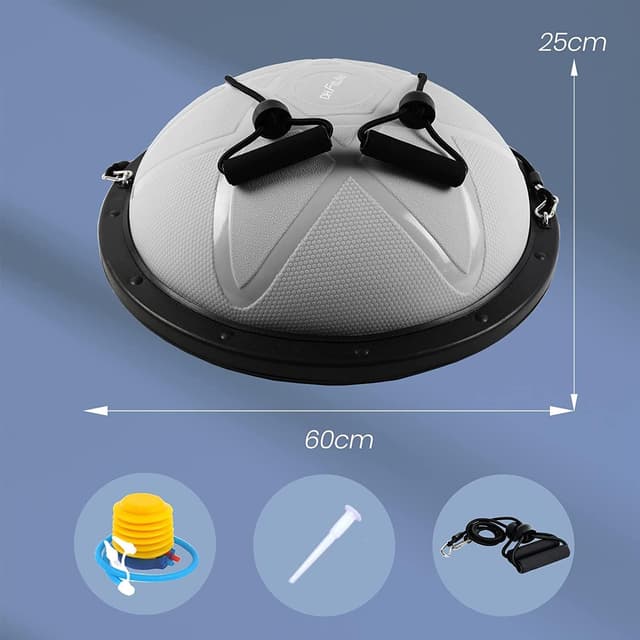 Detalle de DH FitLife Balance Ball (Yoga Balance Trainer) Ø60×22cm with Pump and 2 Fitness Bands