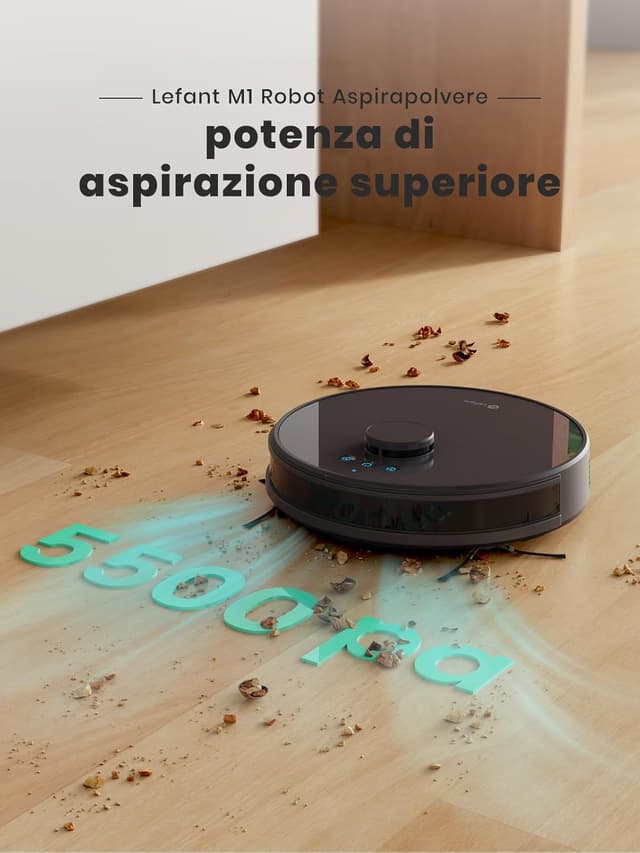 Detalle 2 de LEFANT M1 robot aspirapolvere 5500Pa ultra sottile ⭕🤖📦 📟📱📱📱📱📱📱📱📱📱📱