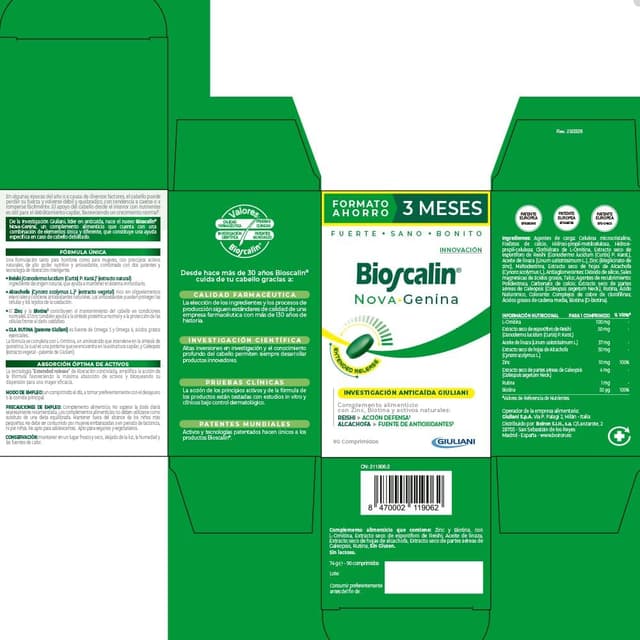 Thumbnail 6 de Bioscalin NOVA·Genina 90 comprimidos Biotina y Zinc