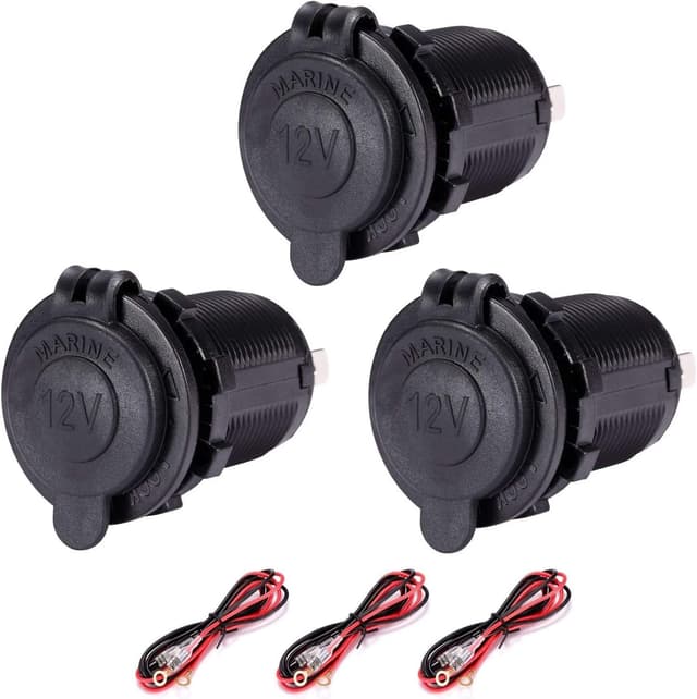 Detalle de Yizerel 3 Pack 12V/24V Waterproof Cigarette Lighter Socket Plugs (IP66) for Cars, Motorbikes, Boats & More