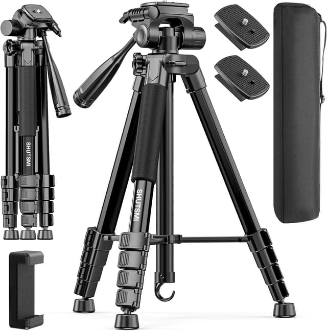 Detalle de SHUTSMI 184 cm Kamerastativ (leicht, 360° Kugelkopf) mit Tragetasche