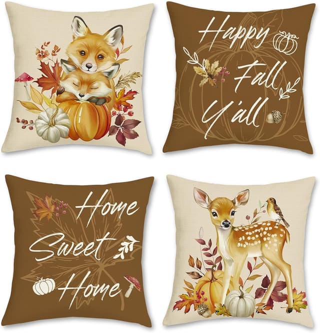 Detalle de Bonhause Autumn Animals Cushion Cover 45x45