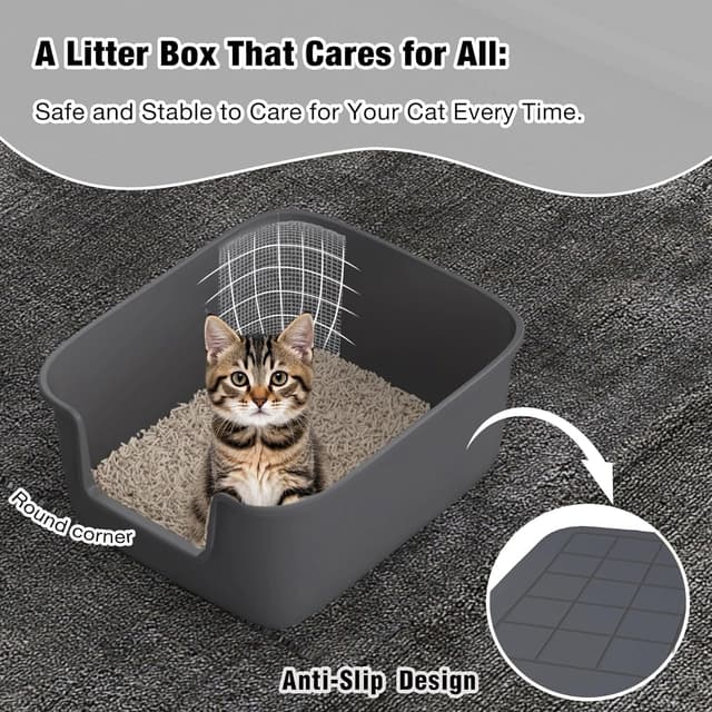 Thumbnail 4 de Suhaco High Sided Cat Litter Tray 49 x 42 x 22 cm 🐱