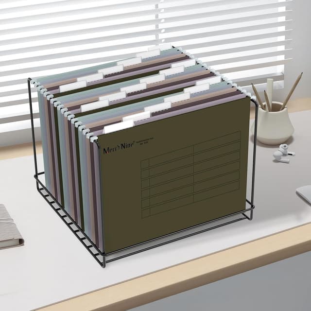 Detalle 2 de MerryNine A4 Suspension Files (24 Pack) with Tabs & Card Inserts for Cabinet Hanging Storage