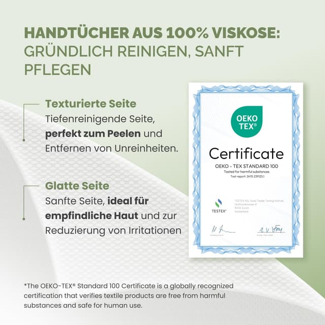 Detalle de PLANTIFIQUE Einweg-Gesichtshandtücher aus 100% Viskose, XL (25 x 30 cm), 50 Stück