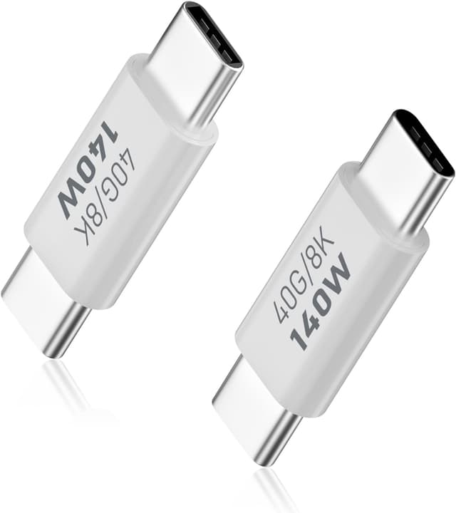 Imagen de Duttek USB-C Stecker-auf-Stecker Adapter für Thunderbolt 4/3 mit 40 Gbit/s, PD bis 140 W und 8K@60 Hz (2er-Set) en OfertitasTOP