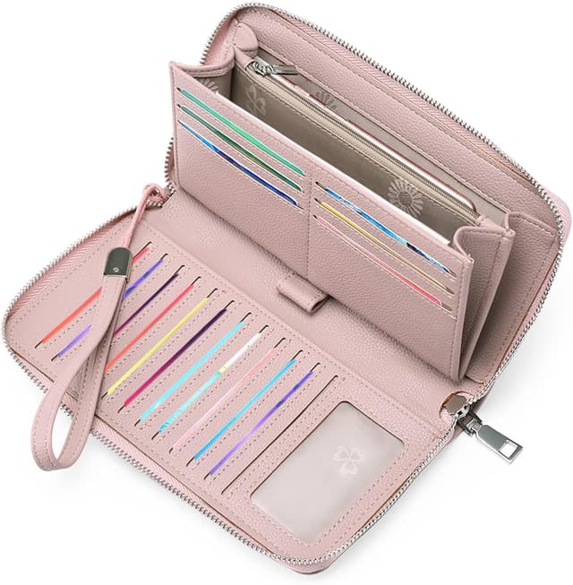 Detalle de GAEKEAO Damen-Geldbörse mit RFID-Blockierung, Reißverschluss und großer Kapazität