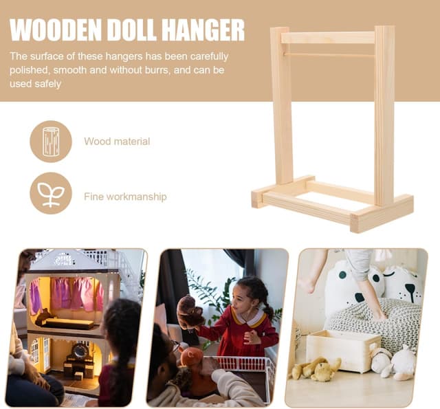 Thumbnail 4 de ULTECHNOVO Puppenkleiderbügel Holz 8,27 Zoll