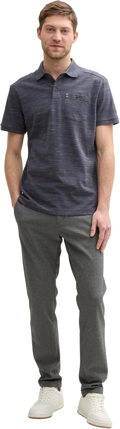 Detalle de TOM TAILOR Polo Uomo in piqué effetto jaspeato con bottoncino decorativo