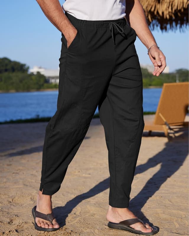 Detalle de YAOBAOLE Pantalon lin coton 75%