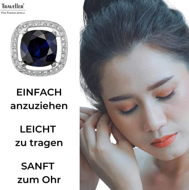 Detalle de Traveller Ohrclip mit Kristallen – Clip-System für angenehmen Halt, diverse Farben