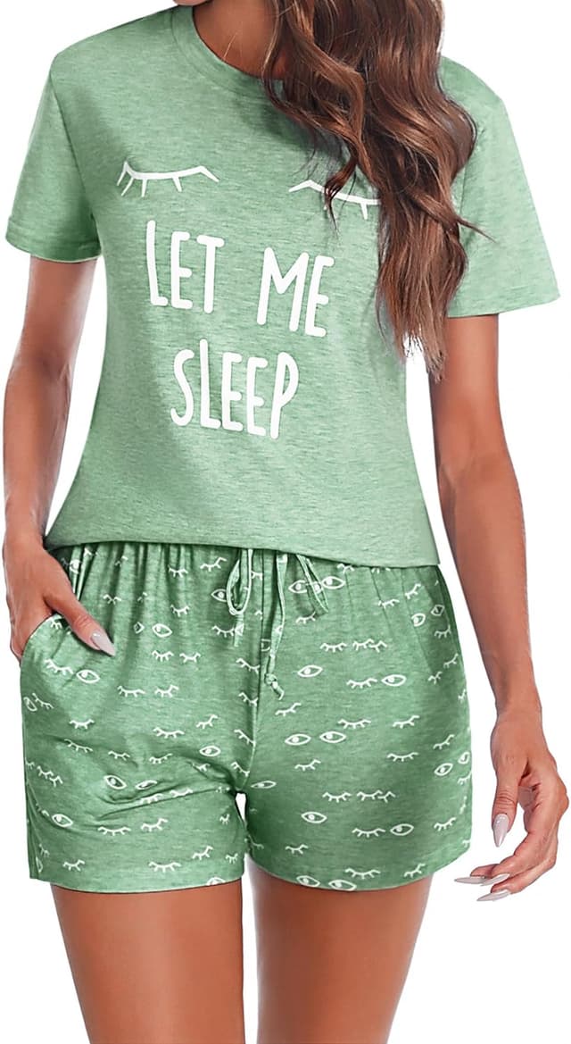 Thumbnail 6 de Uniexcosm Pyjama en coton femme court (ensemble été) avec chat, col rond et manches courtes