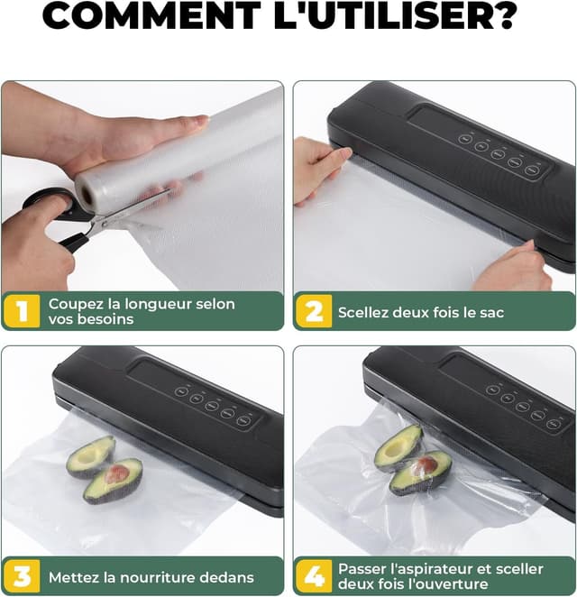 Thumbnail 5 de Rouleau Sous Vide Alimentaire 10 rouleaux sans BPA (5x 28x300 cm + 5x 20x300 cm) pour machine sous vide