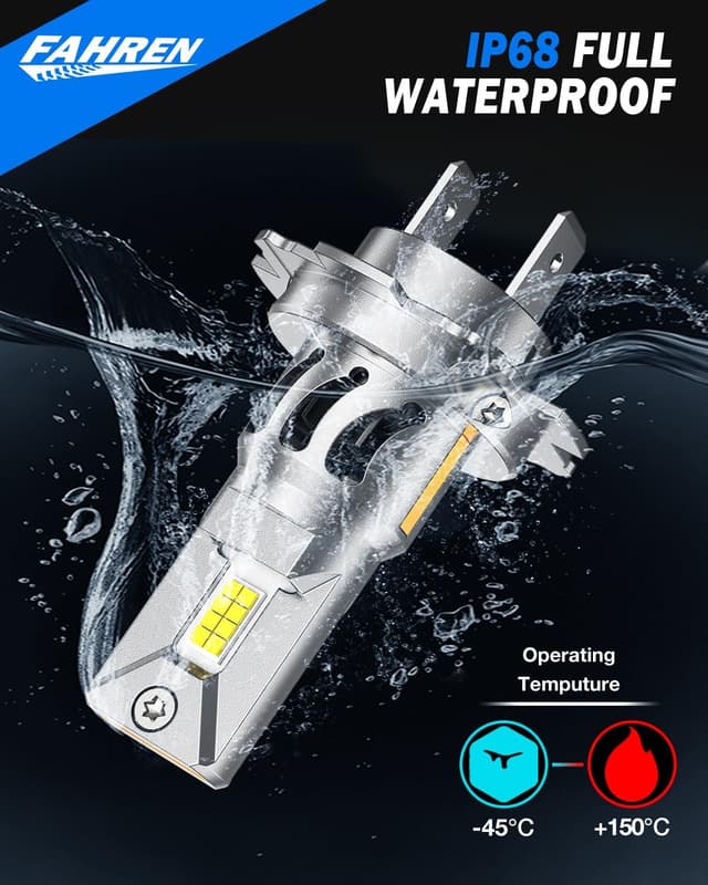 Detalle 2 de FAHREN Upgraded H7 LED Bulbs (Pack of 2) – 6500K Cool White, CAN-Bus Ready Plug-and-Play