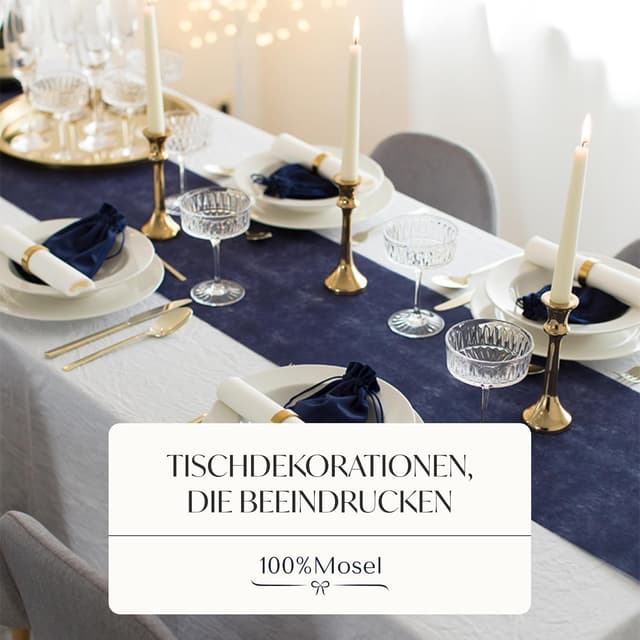 Thumbnail 2 de 100%Mosel Vlies Tischläufer Nachtblau 30 cm