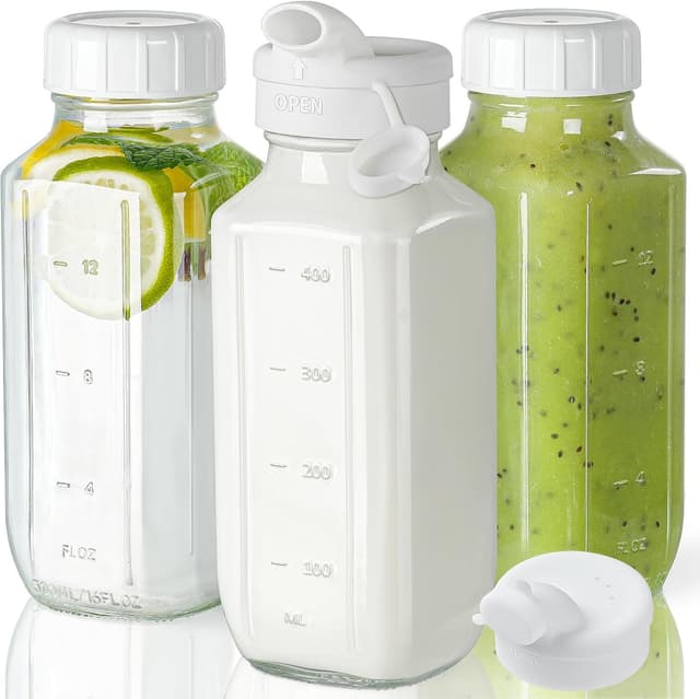 Imagen de Syntic Glass Juice Bottles 3 Pack with Lids 🥤 en OfertitasTOP