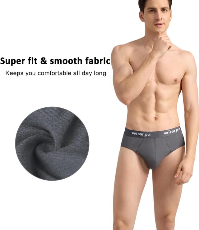 Detalle 2 de wirarpa Men’s Briefs Underpants in Cotton Soft with Wide Waistband and No-Fly Pouch (4-Pack)