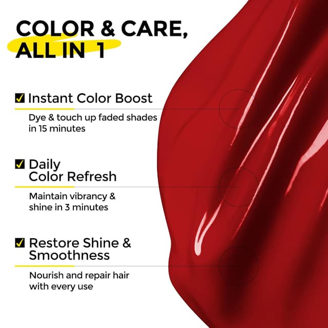 Detalle de COLORLOMO Semi Permanent Hair Color Red (6 oz) Color Depositing Conditioner with Shea Butter & Almond Oil
