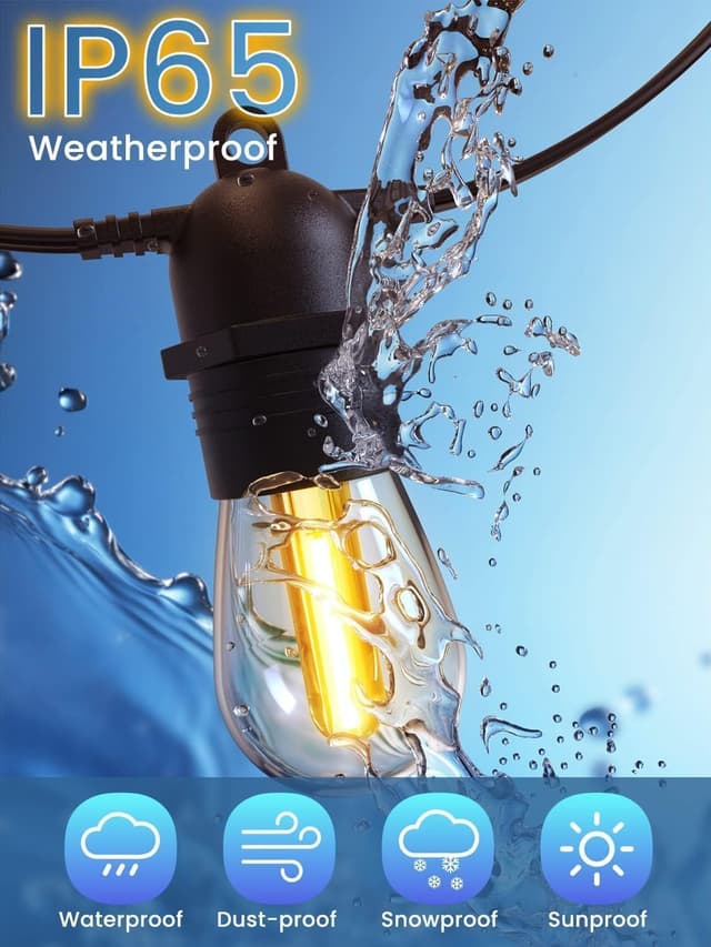 Detalle de GlobaLink Catena Luminosa LED da esterno collegabile S14 con 30+2 lampadine PET infrangibili, IP65