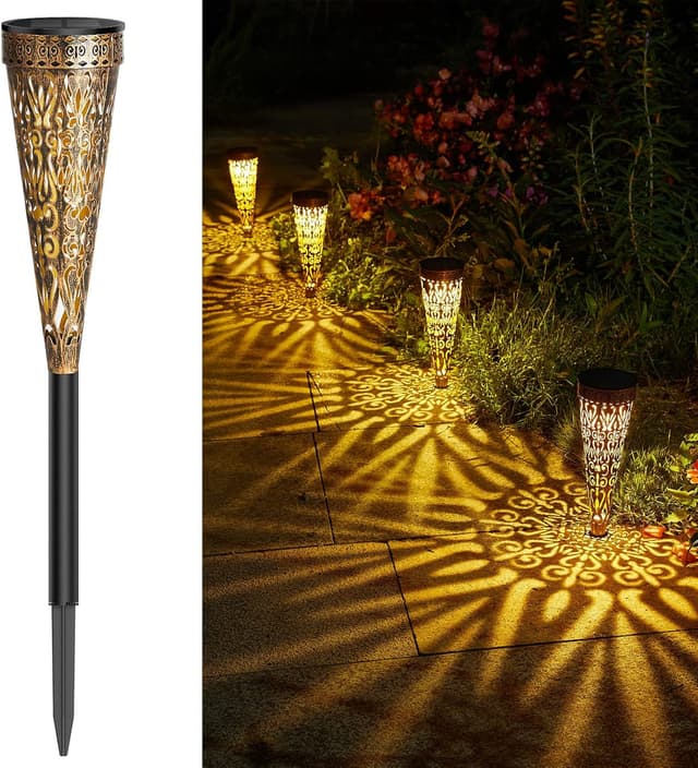 Detalle de GEARLITE Solarlampen für Außen Garten (4er-Set) mit Warm-/Weiß-LED und IP65