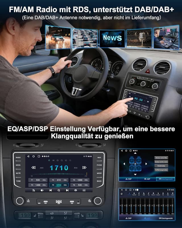 Thumbnail 5 de Autoradio 2+64GB Android 14 7 Zoll für VW Golf
