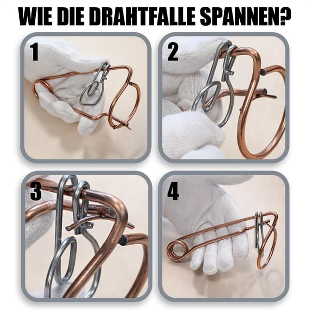 Detalle de com-four® 3 pièges à campagnols forme bavaroise en fil d’acier cuivré (lot de 3)