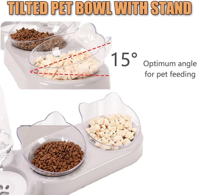 Detalle 2 de 3‑in‑1 Cat Food and Water Bowl Set 🐱