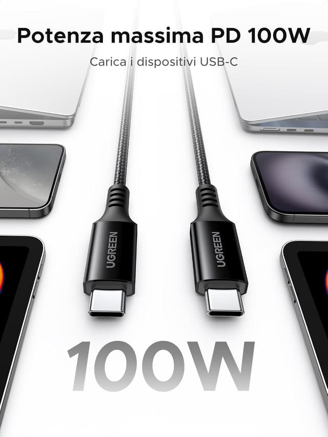 Detalle de UGREEN Cavo USB-C 100W (USB-C to USB-C) Power Delivery 3.0 20V/5A, 2 m
