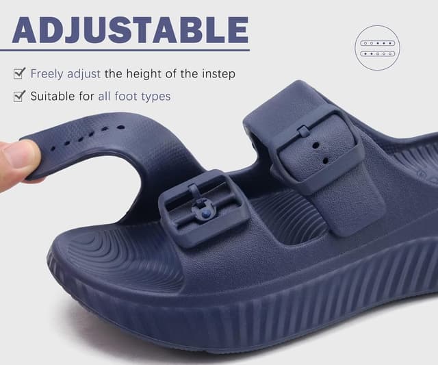 Detalle 2 de KuaiLu Women’s Recovery Sandals with Arch Support – double-buckle sliders for plantar fasciitis relief