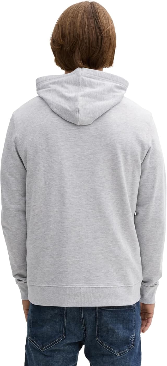 Detalle de TOM TAILOR Cappuccio Basic Hoodie da uomo con stampa logo