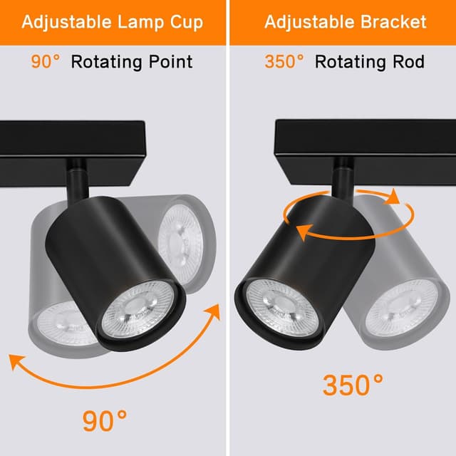 Detalle de Ketom 6 faretti da soffitto orientabili GU10 nero opaco (plafoniera)