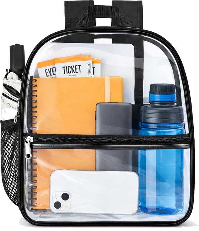 Detalle de Oraben Clear Backpack Stadium Approved (12 x 6 x 11 in) — Small Transparent PVC Bag for Events & Travel