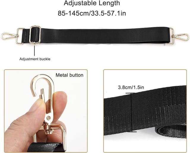 Detalle de MESU Wide Purse Strap Adjustable Replacement Crossbody Shoulder Bag Strap (Gold hardware)